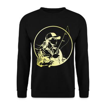 Fishing Woman - Unisex Sweatshirt - black - Front - Alina (178cm) & Michal (187cm)