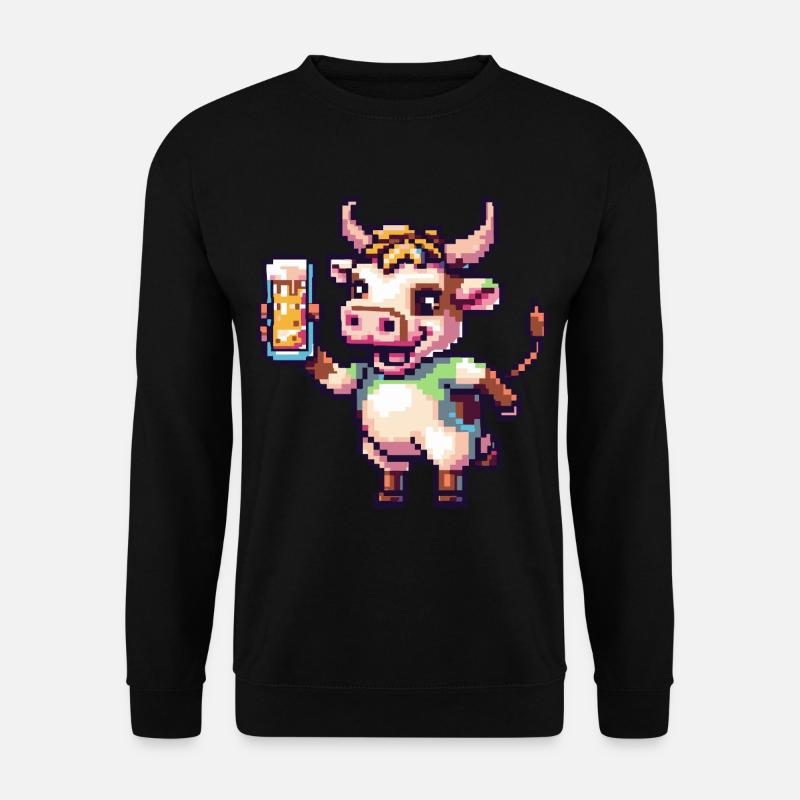 Kuh Pixel Bier - Unisex Pullover - Schwarz