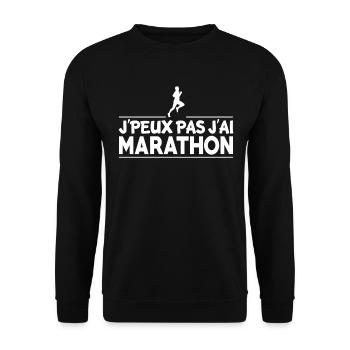 j'peux pas j'ai Marathon - Sweat-shirt Unisexe - noir - Devant - Alina (178cm) & Michal (187cm)