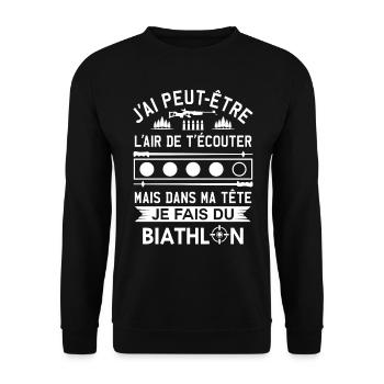 Je fais du biathlon t-shirt humour biathlete - Sweat-shirt Unisexe - noir - Devant - Alina (178cm) & Michal (187cm)