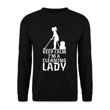 Keep Calm I'm a Cleaning Lady retro cleaner - Sweat-shirt Unisexe - noir - Devant - Alina (178cm) & Michal (187cm)