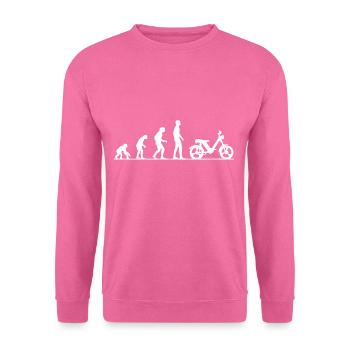 Evolution Affe Mensch Zweitaktfahrer Moped Töffli - Unisex Pullover - Pink - Vorne