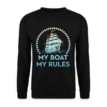 Bootskapitän Mein Boot Meine Regeln Segelboote Seg - Unisex Pullover - Schwarz - Vorne - Alina (178cm) & Michal (187cm)