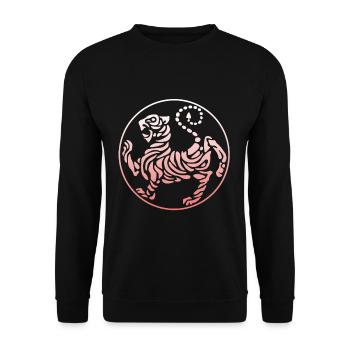 Shotokan Karate Tiger Kampfsport Symbol Kick-Train - Unisex Pullover - Schwarz - Vorne - Alina (178cm) & Michal (187cm)