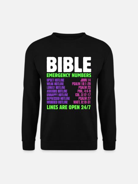 Notfallnummer Tag Christlicher Gläubiger Bibelkont - Unisex Pullover - Schwarz