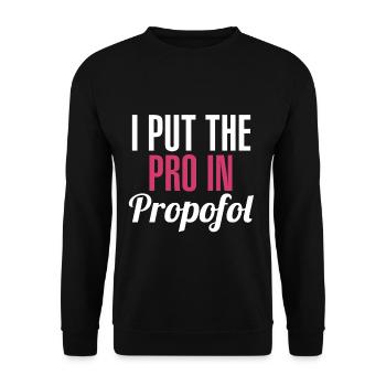 CRNA I fait la preuve dans Propofol Scrub Life Me - Sweat-shirt Unisexe - noir - Devant - Alina (178cm) & Michal (187cm)