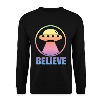 Außerirdische glauben an menschliche extraterrestr - Unisex Pullover - Schwarz - Vorne - Alina (178cm) & Michal (187cm)