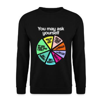 Sie können sich fragen: Persönliche Einführung Cha - Unisex Pullover - Schwarz - Vorne - Alina (178cm) & Michal (187cm)