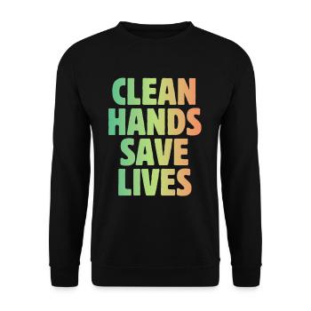 Germ-phobic clean hands save lives Quarantine-Hy - Unisex Sweatshirt - black - Front - Alina (178cm) & Michal (187cm)