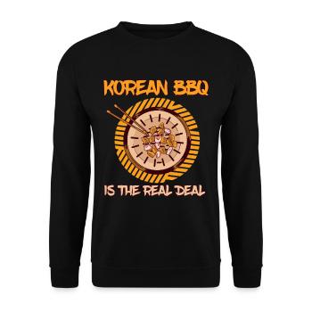 Korean BBQ is the Real Deal Asian Tradi - Unisex Sweatshirt - black - Front - Alina (178cm) & Michal (187cm)