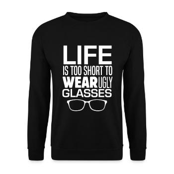 Drôle d’optometrist lunettes médecin yeux Phoropter V - Sweat-shirt Unisexe - noir - Devant - Alina (178cm) & Michal (187cm)
