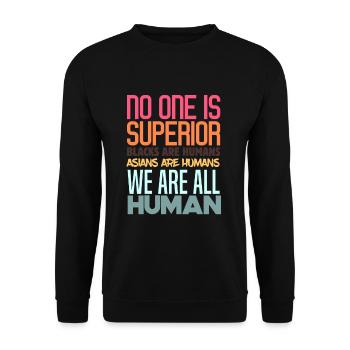 Stop Asian Hate Anti-Gewalt Amerikanischer Rassism - Unisex Pullover - Schwarz - Vorne - Alina (178cm) & Michal (187cm)