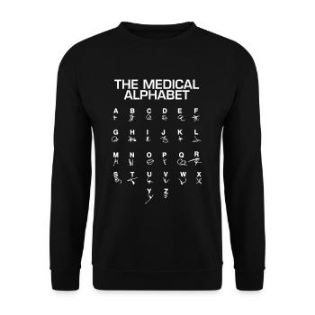 Funny doctor Medical alphabet Medical staff - Unisex Sweatshirt - black - Front - Alina (178cm) & Michal (187cm)