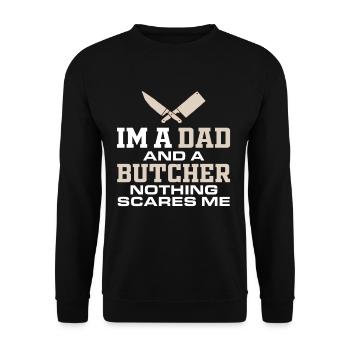 Butcher Dad Ich bin ein Vater und ein Metzger Nich - Unisex Pullover - Schwarz - Vorne - Alina (178cm) & Michal (187cm)