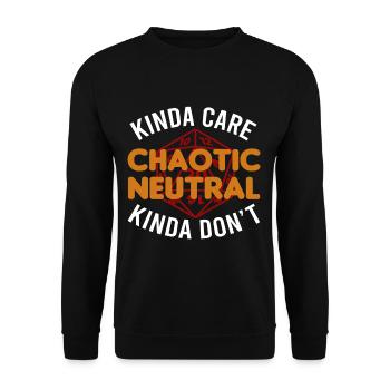 Funny RPG Gamer Kinda Care Chaotic Neutral Kinda D - Unisex Pullover - Schwarz - Vorne - Alina (178cm) & Michal (187cm)