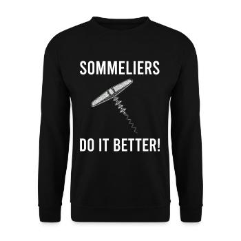 Lustiger Sommelier Sommeliers machen es besser Wei - Unisex Pullover - Schwarz - Vorne - Alina (178cm) & Michal (187cm)