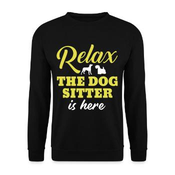 Entspannen Sie sich der Hundesitter ist hier Welpe - Unisex Pullover - Schwarz - Vorne - Alina (178cm) & Michal (187cm)