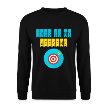 Dies ist mein Wochenende Bogenschießen Spieler - Unisex Pullover - Schwarz - Vorne - Alina (178cm) & Michal (187cm)