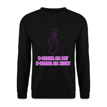 Kdrama Toute la journée Kdrama Toute la nuit Saranghae Corée Fa - Sweat-shirt Unisexe - noir - Devant - Alina (178cm) & Michal (187cm)