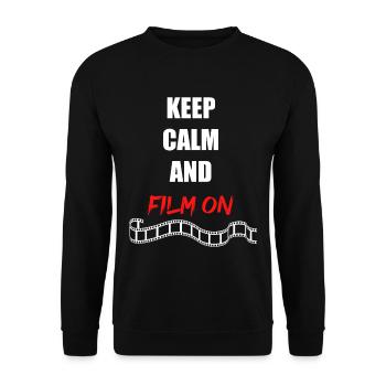 Keep Calm Film On Film Regisseur Kino Theater Film - Unisex Pullover - Schwarz - Vorne - Alina (178cm) & Michal (187cm)