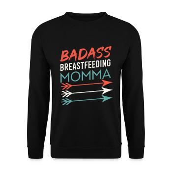 Badass Breastfeeding Mama Lactation Breastfeeding Mama Mam - Unisex Sweatshirt - black - Front - Alina (178cm) & Michal (187cm)