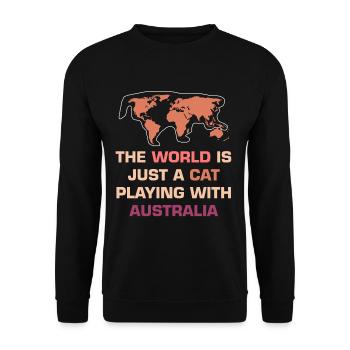 Die Welt ist nur eine Katze, die mit Australien Ge - Unisex Pullover - Schwarz - Vorne - Alina (178cm) & Michal (187cm)