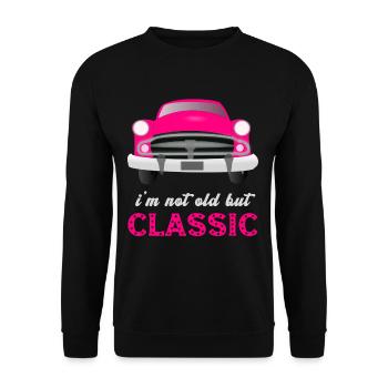 Ich bin nicht alt, aber Liebhaber klassischer Oldt - Unisex Pullover - Schwarz - Vorne - Alina (178cm) & Michal (187cm)