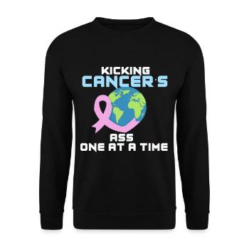 Kicking the cancer's ass - one by one - Unisex Sweatshirt - black - Front - Alina (178cm) & Michal (187cm)
