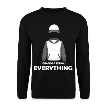 Opa weiß alles Ruhestand Senior Humor Enkelkinder - Unisex Pullover - Schwarz - Vorne - Alina (178cm) & Michal (187cm)