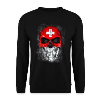 Totenkopf Schweiz - Unisex Pullover - Schwarz - Vorne - Alina (178cm) & Michal (187cm)