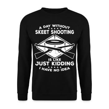 Skeet Schütze | Wurfscheibenschießen Geschenkideen - Unisex Pullover - Schwarz - Vorne - Alina (178cm) & Michal (187cm)