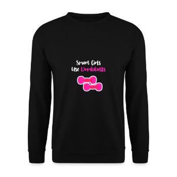 Smart Girl utilisant l’haltère d’haltères - Sweat-shirt Unisexe - noir - Devant - Alina (178cm) & Michal (187cm)