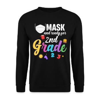 Mask and ready for 2nd class, ready for - Unisex Sweatshirt - black - Front - Alina (178cm) & Michal (187cm)