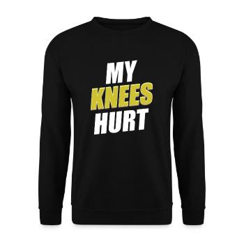 Meine Knie Schmerzen Lustige Verletzung - Unisex Pullover - Schwarz - Vorne - Alina (178cm) & Michal (187cm)