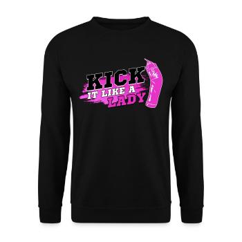 Kick It Like A Lady Kickboxing Muay Thai Boxer - Unisex Sweatshirt - black - Front - Alina (178cm) & Michal (187cm)