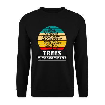 Trees that save the bees Ecology - Unisex Sweatshirt - black - Front - Alina (178cm) & Michal (187cm)