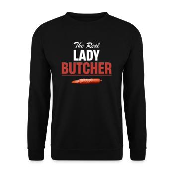 The Real Lady Butcher Barbecue - Unisex Sweatshirt - black - Front - Alina (178cm) & Michal (187cm)