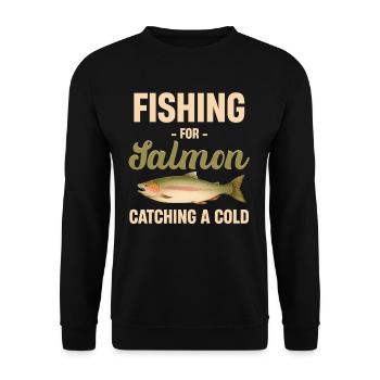 Angeln Für Lachs Fangen Einen Kalten Lustigen - Unisex Pullover - Schwarz - Vorne - Alina (178cm) & Michal (187cm)