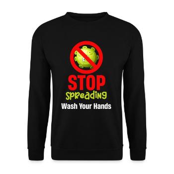 Stop using germs against bacteria when washing - Unisex Sweatshirt - black - Front - Alina (178cm) & Michal (187cm)