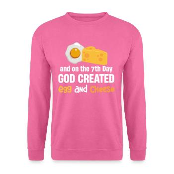 Und Am 7. Tag Schuf Gott Das Frühstück Mit Ei Und - Unisex Pullover - Pink - Vorne