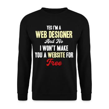 Ja, Ich Bin Ein Webdesigner, Nein, Ich Werde - Unisex Pullover - Schwarz - Vorne - Alina (178cm) & Michal (187cm)