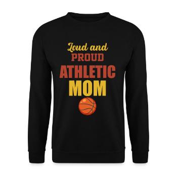 Laute Und Stolze Athletische Mutter Sportspieler - Unisex Pullover - Schwarz - Vorne - Alina (178cm) & Michal (187cm)