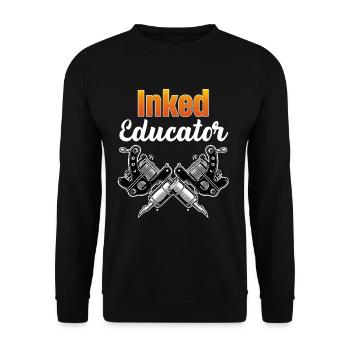 Éducateur tatoué Professeur tatoué Professeur - Sweat-shirt Unisexe - noir - Devant - Alina (178cm) & Michal (187cm)