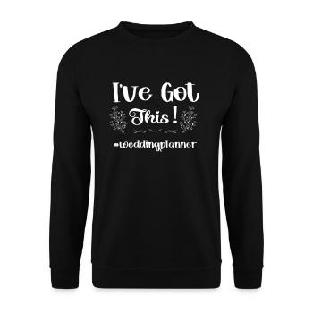 Ich Hab's! #weddingplanner Chaotisches - Unisex Pullover - Schwarz - Vorne - Alina (178cm) & Michal (187cm)