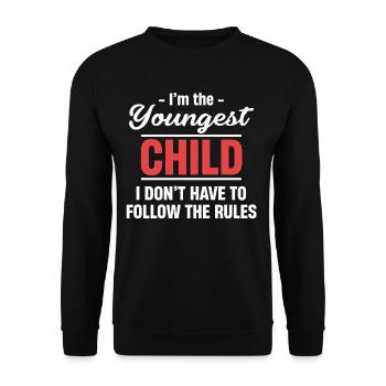 Ich Bin Das Jüngste Kind, Bei Dem Ich Mich Nicht - Unisex Pullover - Schwarz - Vorne - Alina (178cm) & Michal (187cm)