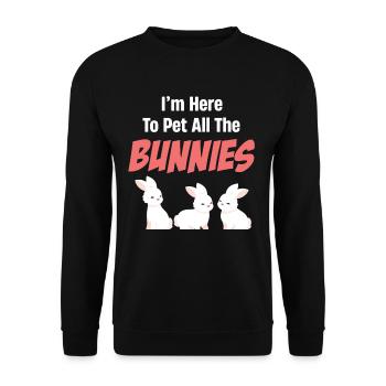 Je suis là pour caresser tous les lapins Bunny - Sweat-shirt Unisexe - noir - Devant - Alina (178cm) & Michal (187cm)