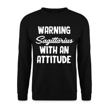 Avertissement Sagittaire Avec Attitude Drôle Astrologue - Sweat-shirt Unisexe - noir - Devant - Alina (178cm) & Michal (187cm)