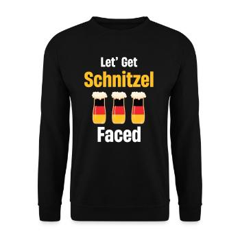 Let's Get Schnitzel Faced Wiener - Unisex Pullover - Schwarz - Vorne - Alina (178cm) & Michal (187cm)