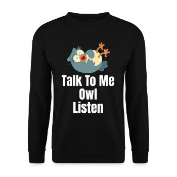 Parlez-moi hibou écouter Halloween Costume oiseaux - Sweat-shirt Unisexe - noir - Devant - Alina (178cm) & Michal (187cm)
