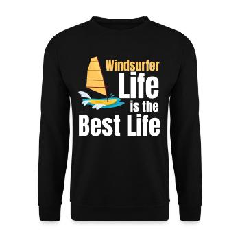 Windsurfer Das Leben Ist Das Beste Leben - Unisex Pullover - Schwarz - Vorne - Alina (178cm) & Michal (187cm)